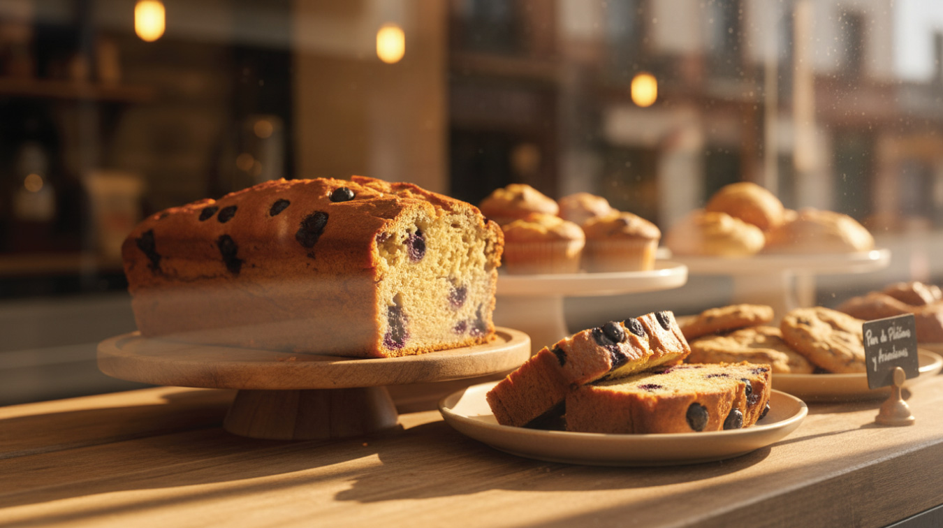 Cake de banano y arándanos