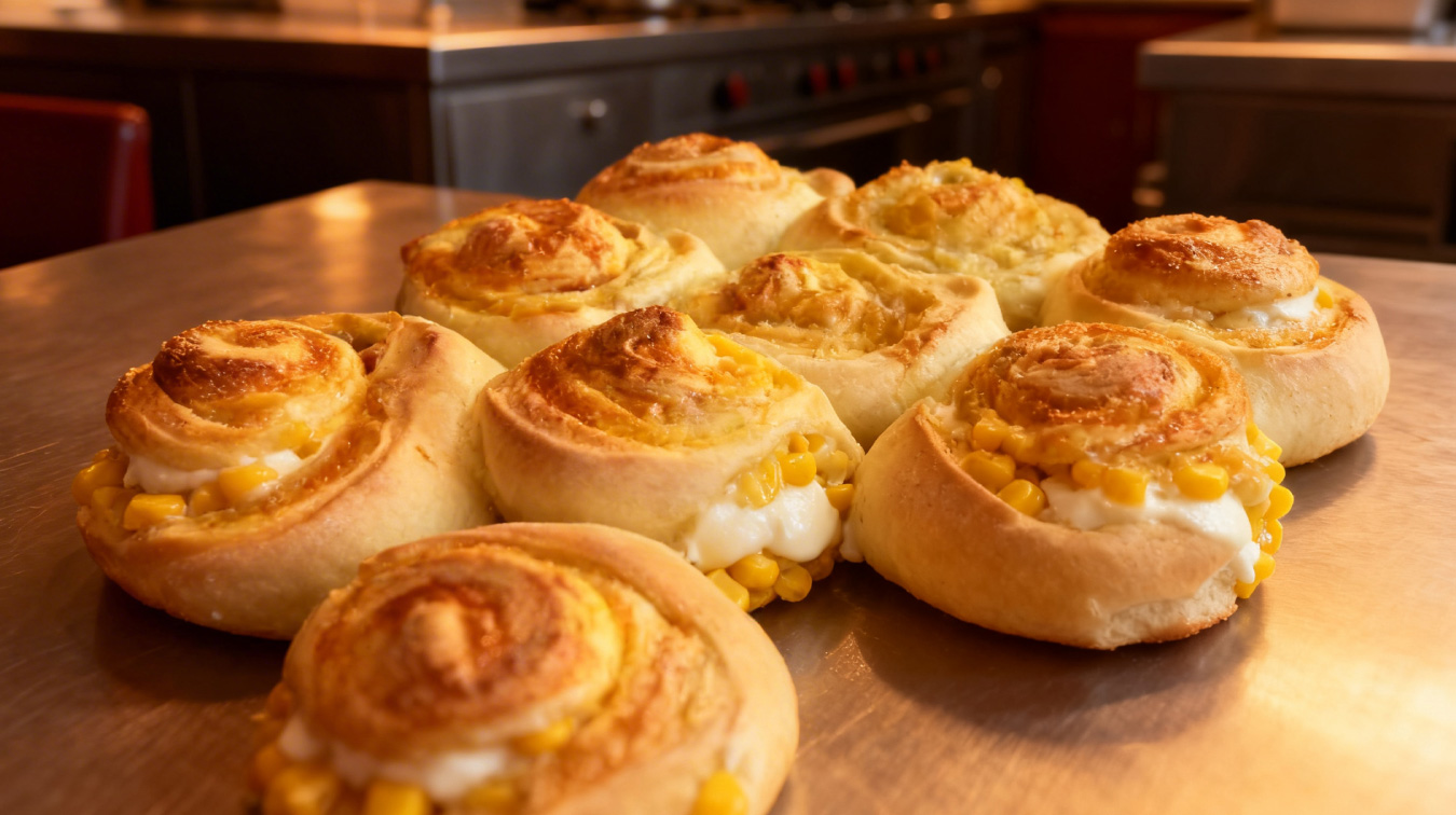 Rollo de maíz dulce y queso mozarella